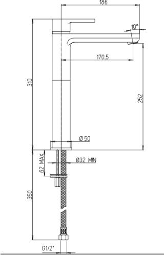 Technical image of Crosswater Nova Tall Basin & Bath Shower Mixer Tap Pack (Chrome).