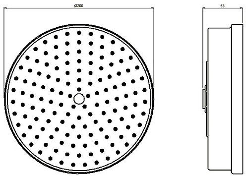 Technical image of Crosswater Industrial Easy Clean Shower Head 8" (Unlacquered Brass).