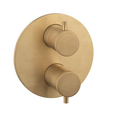Larger image of Crosswater Industrial Crossbox 3 Outlet Shower Valve ((Un Brushed Brass).