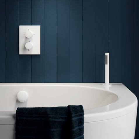 Example image of Crosswater MPRO Crossbox 2 Outlet Shower / Bath Valve (Matt White).