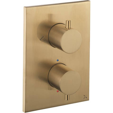 Larger image of Crosswater MPRO Crossbox 2 Outlet Shower Valve (Brushed Brass).