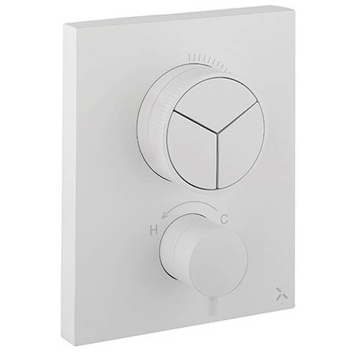 Larger image of Crosswater MPRO Crossbox Push 3 Outlet Shower Valve (Matt White).