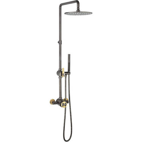 Larger image of Crosswater UNION Thermostatic Shower Set (Black & Brass).