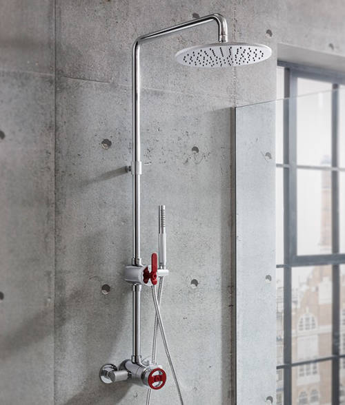 Example image of Crosswater UNION Thermostatic Multifunction Shower Set (Chrome & Red)