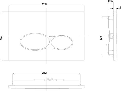Technical image of Crosswater Svelte Svelte Flush Plate With Dual Buttons (OLD, Chrome).