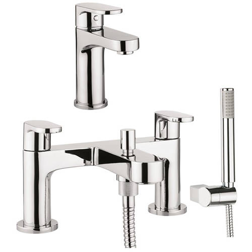 Larger image of Crosswater Style Basin & Bath Shower Mixer Tap Pack With Kit (Chrome).