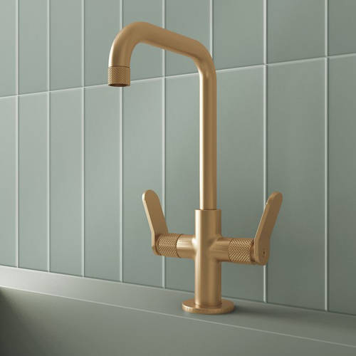 Larger image of Crosswater Calix Mono Basin Mixer Tap With Lever Handles (Br Brass).