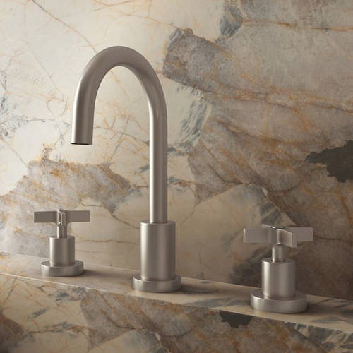 Example image of Crosswater Clover 3TH Basin Mixer Tap With Crosshead Handles (Br Metallic).