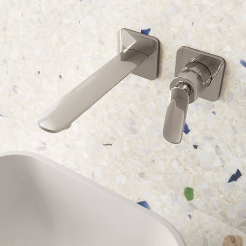Example image of Crosswater Huck Wall Mounted Basin Mixer Tap (Chrome).