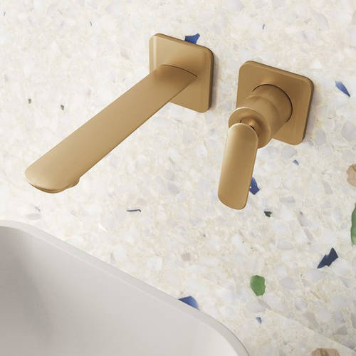 Example image of Crosswater Huck Wall Mounted Basin Mixer Tap (Br Brass).