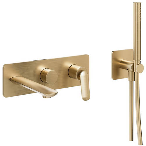 Larger image of Crosswater Huck Wall-Mounted Bath Shower Mixer Tap (Br Brass).