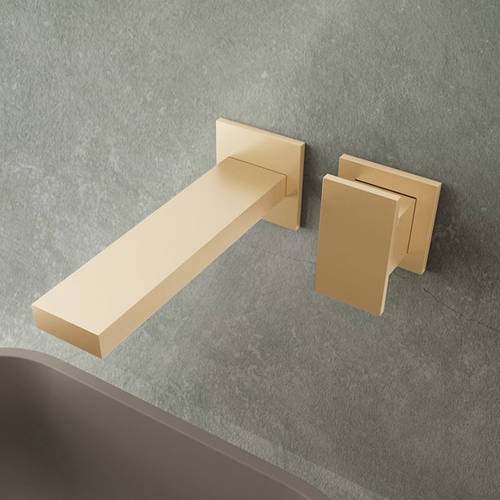 Example image of Crosswater Myron Wall Mounted Basin Mixer Tap (Brushed Brass).