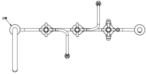 Technical image of Croswater Totti II 5 Hole Bath Shower Mixer Tap With Kit (Chrome).