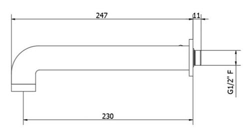 Technical image of Crosswater UNION Bath Spout (Chrome).