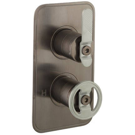 Larger image of Crosswater UNION Thermostatic Shower Valve (1 Outlet, Black & Nickel).
