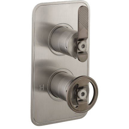 Larger image of Crosswater UNION Thermostatic Shower Valve (2 Outlets, Nickel & Black).