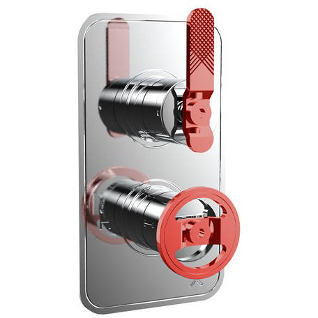 Larger image of Crosswater UNION Thermostatic Shower Valve (1 Outlet, Chrome & Red).