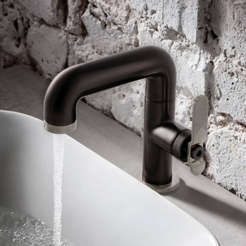 Example image of Crosswater UNION Basin Mixer Tap With Nickel Lever Handle (Brushed Black).