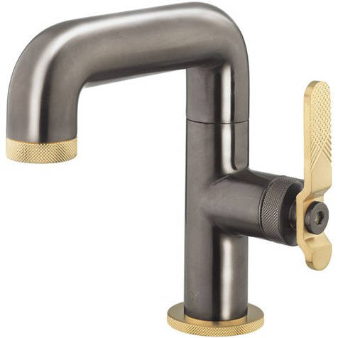 Larger image of Crosswater UNION Basin Mixer Tap With Brass Lever Handle (Brushed Black).