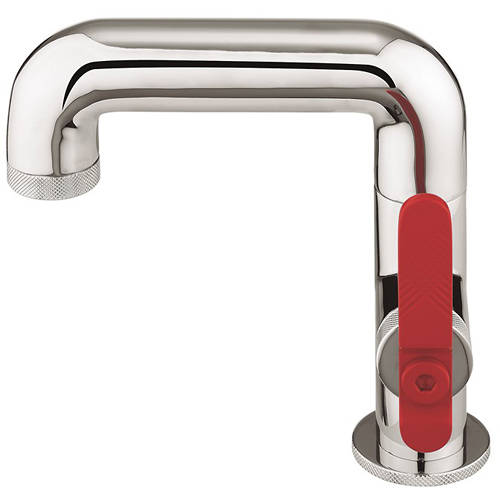 Example image of Crosswater UNION Basin Mixer Tap With Red Lever Handle (Chrome).