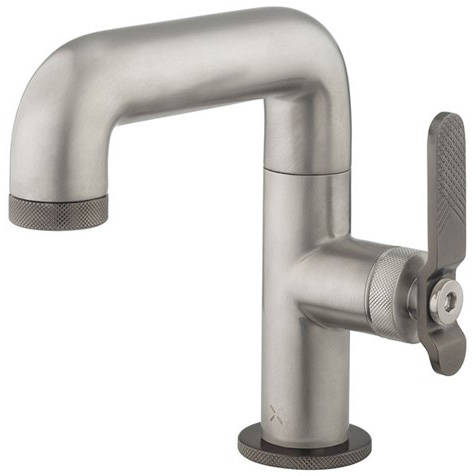 Larger image of Crosswater UNION Basin Mixer Tap With Black Lever Handle (Brushed Nickel).