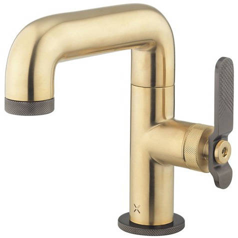 Larger image of Crosswater UNION Basin Mixer Tap With Black Lever Handle (Brass).