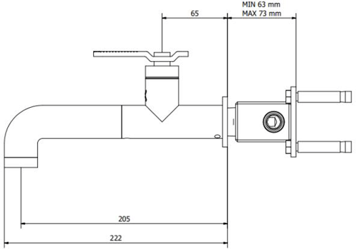 Technical image of Crosswater UNION Single Hole Wall Mounted Basin Mixer Tap (Brushed Black).