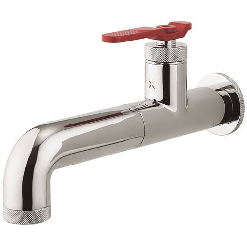 Larger image of Crosswater UNION Single Hole Wall Mounted Basin Mixer Tap (Chrome & Red).