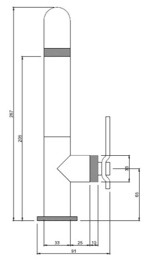 Technical image of Crosswater UNION Tall Basin Mixer Tap With Lever Handle (Brushed Black).