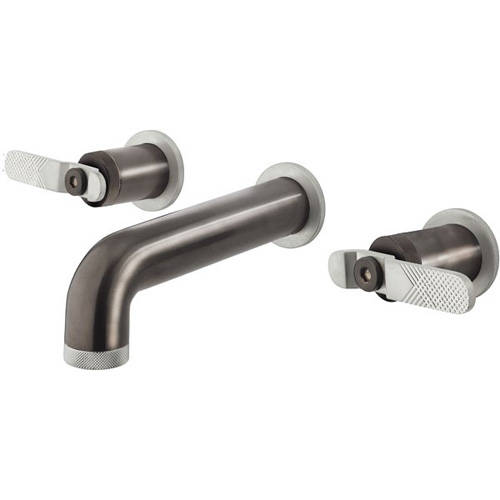 Larger image of Crosswater UNION Wall Mounted Basin Tap (Black Chrome & Brushed Nickel).