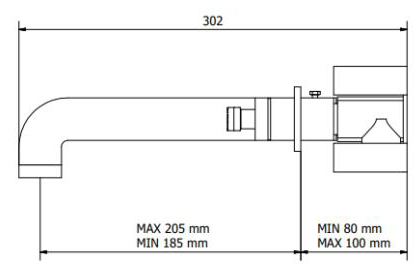 Technical image of Crosswater UNION Wall Mounted Basin Tap (Black Chrome & Brushed Nickel).