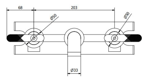 Technical image of Crosswater UNION Wall Mounted Basin Tap (Black Chrome & Brushed Brass).