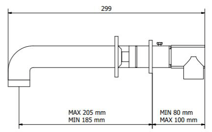 Technical image of Crosswater UNION Three Hole Wall Mounted Basin Mixer Tap (Chrome).