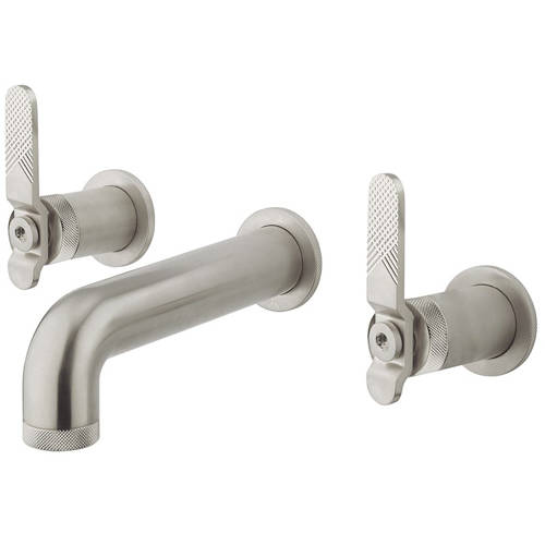 Larger image of Crosswater UNION Three Hole Wall Mounted Basin Mixer Tap (Brushed Nickel).
