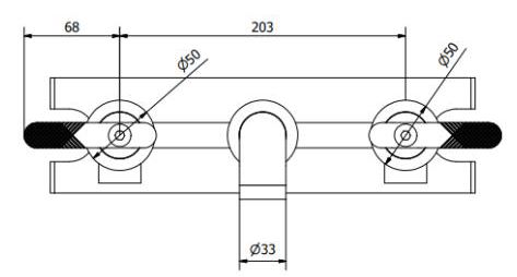 Technical image of Crosswater UNION Three Hole Wall Mounted Basin Mixer Tap (Brushed Nickel).
