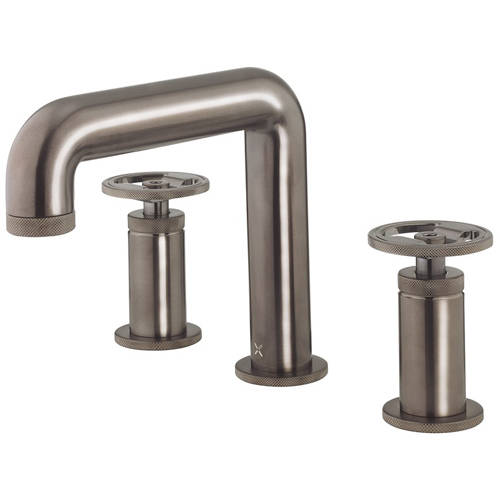Larger image of Crosswater UNION Three Hole Deck Mounted Basin Mixer Tap (Brushed Black).