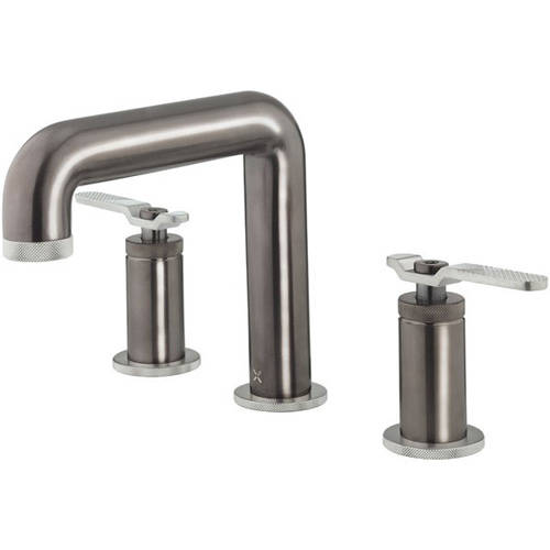 Larger image of Crosswater UNION 3 Hole Basin Mixer Tap (Black Chrome & Brushed Nickel).