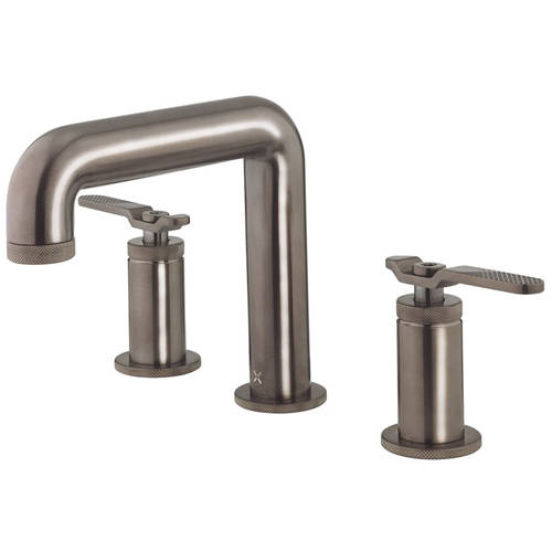 Larger image of Crosswater UNION Three Hole Deck Mounted Basin Mixer Tap (Brushed Black).