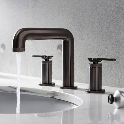 Example image of Crosswater UNION Three Hole Deck Mounted Basin Mixer Tap (Brushed Black).