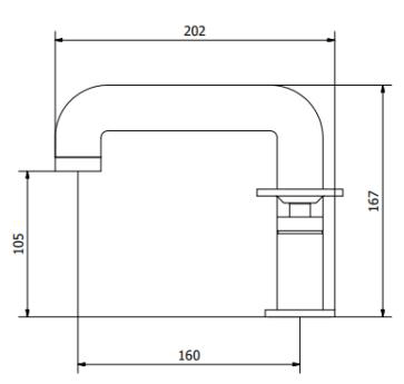 Technical image of Crosswater UNION Three Hole Deck Mounted Basin Mixer Tap (Chrome).