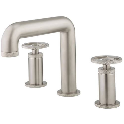 Larger image of Crosswater UNION Three Hole Deck Mounted Basin Mixer Tap (Brushed Nickel).