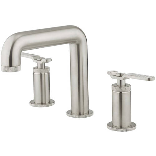 Larger image of Crosswater UNION Three Hole Deck Mounted Basin Mixer Tap (Brushed Nickel).