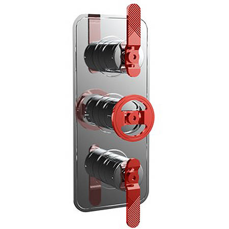 Larger image of Crosswater UNION Thermostatic Shower Valve (2 Outlets, Chrome & Red).