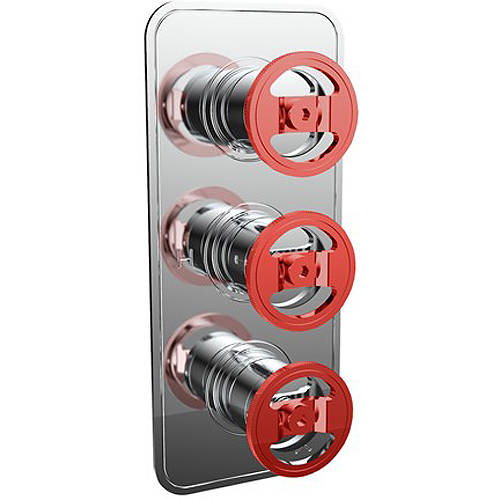 Larger image of Crosswater UNION Thermostatic Shower Valve (3 Outlets, Chrome & Red).