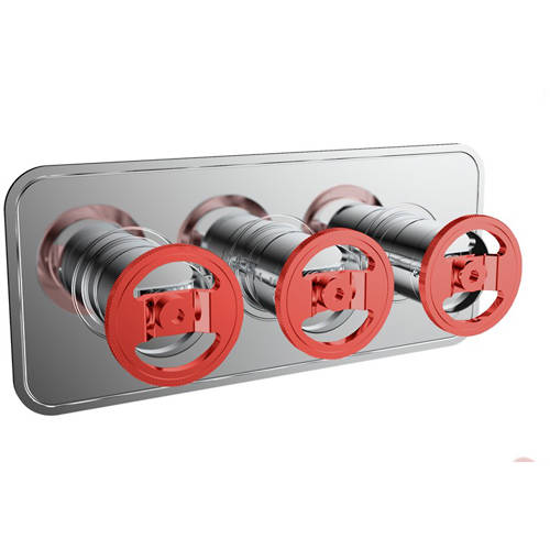 Larger image of Crosswater UNION Thermostatic Shower Valve (3 Outlets, Chrome & Red).