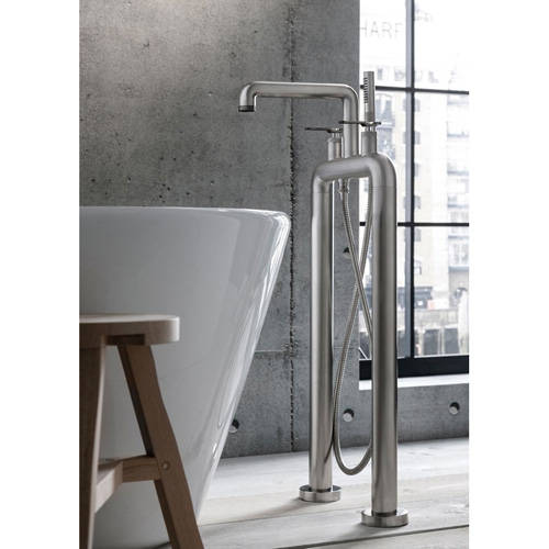 Larger image of Crosswater UNION Free Standing BSM Tap, Black Lever Handles (Br Nickel).