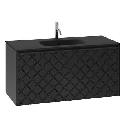 Larger image of Crosswater Vergo Vanity Unit & Black Glass Basin (1000mm, Matt Black).