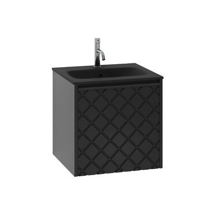 Larger image of Crosswater Vergo Vanity Unit & Black Glass Basin (500mm, Matt Black).