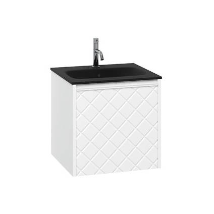 Larger image of Crosswater Vergo Vanity Unit & Black Glass Basin (500mm, Matt White).