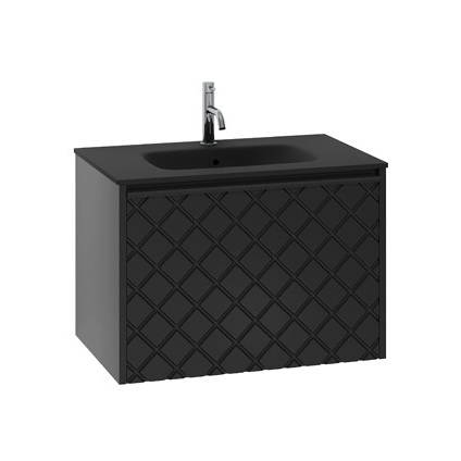 Larger image of Crosswater Vergo Vanity Unit & Black Glass Basin (700mm, Matt Black).